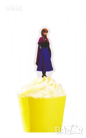 Анна от Замръзналото Кралство 25 бр картон топери за кексчета мъфини торта рожден ден украса, снимка 2 - Други - 22451242