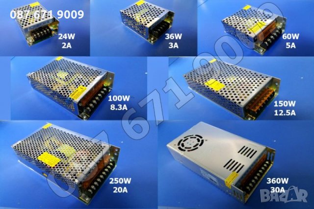 Захранване трансформатор 12V, адаптер за LED, камери, трансформатори , снимка 3 - Друга електроника - 23312226