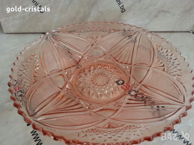 Стара стъклена голяма фруктиера купа чиния, снимка 7 - Антикварни и старинни предмети - 24962864