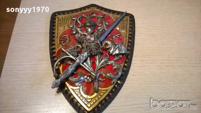 Герб с сабя за стена-30/22см-внос швеицария, снимка 8 - Антикварни и старинни предмети - 13901788