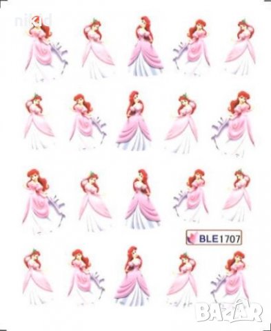 BLE-1707 Ариел слайдер ваденки водни стикери за нокти маникюр