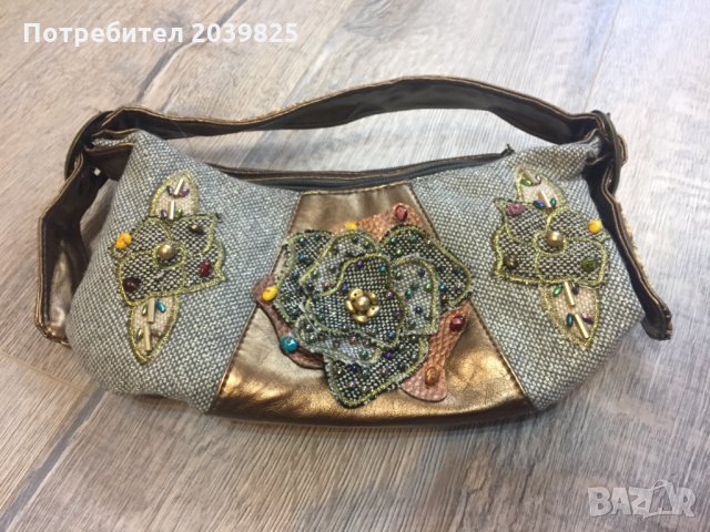 НОВА Дамска Чанта Ръчна Изработка Хендмейд Handmade, Еко Веган Кожа Бродерия Мъниста