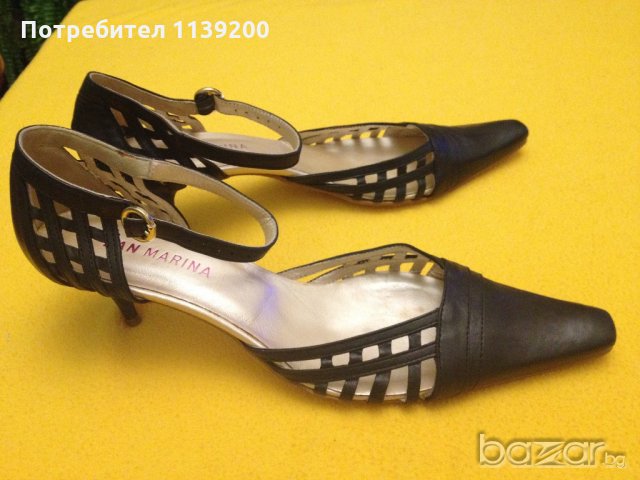 41 San Marina черни луксозни италиански обувки естествена кожа с ток, снимка 8 - Дамски обувки на ток - 20867001