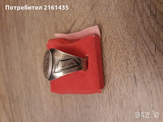 Руски сребърен пръстен с ниело, снимка 4 - Пръстени - 23864248