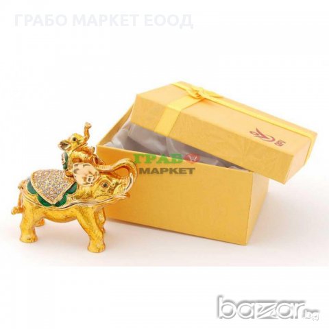 Декоративна метална кутийка за бижута във формата на слон с малко слонче на гърба - фаберже, снимка 3 - Декорация за дома - 15763711