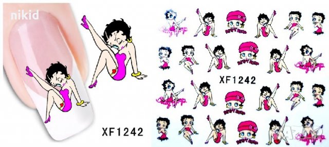 XF1242 Бети Бууп Betty Boop ваденки слайдер водни стикери маникюр нокти