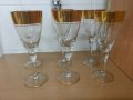 Ретро стъклени чаши за вино с много позлата, снимка 1 - Антикварни и старинни предмети - 22383019