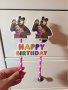 топер сламки с Маша и мечока рожден ден happy birthday украса за торта, снимка 1 - Кухненски принадлежности - 17284917