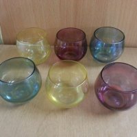 Ретро стъклени чаши цветно стъкло, снимка 10 - Антикварни и старинни предмети - 23868203