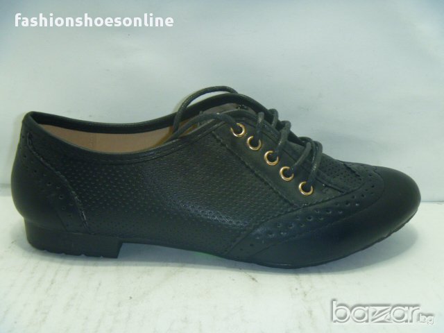 Дам.обувки Super Mode-6881,черни кожа връзки, снимка 1