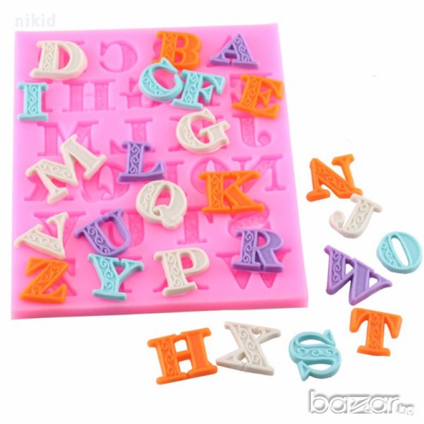 латиница латински декорирани букви силиконов молд декорация украса фондан торта мъфини и др, снимка 1