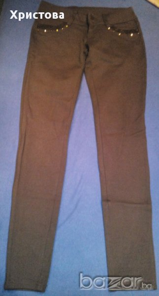 Дънки в светло кафяво с дантела., снимка 1