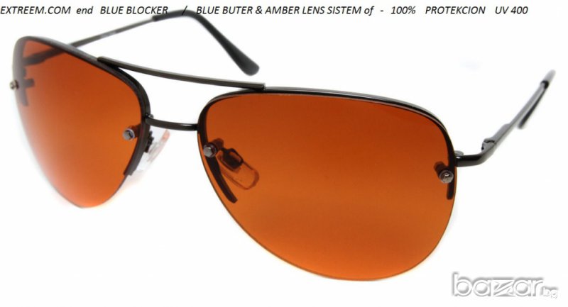A V I A T O R - Blue Blocker & Аmber Lens - КЛАСИКА и защита - Слънчеви очила Супер за Шофиране, снимка 1