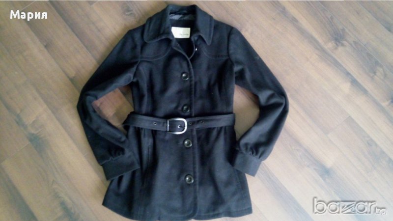 Esprit черно палто с колан, снимка 1