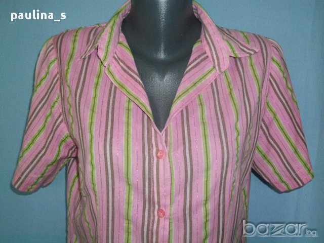 Два различни броя / Дамска риза от органичен памук в райе , снимка 4 - Ризи - 14505690