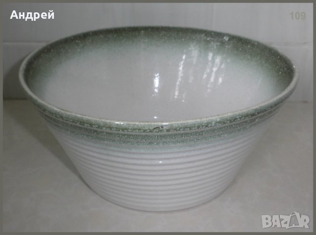 Голяма керамична фруктиера-оцветена в зелено-бяло, снимка 4 - Декорация за дома - 23140866