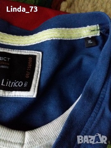 Мъж.тениска-"ANGELO LITRICO"-C&A,цвят-тюркоазено синьо+бяло. Закупена от Германия., снимка 5 - Тениски - 21859060