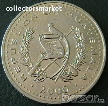25 центаво 2000, Гватемала, снимка 2 - Нумизматика и бонистика - 21479144