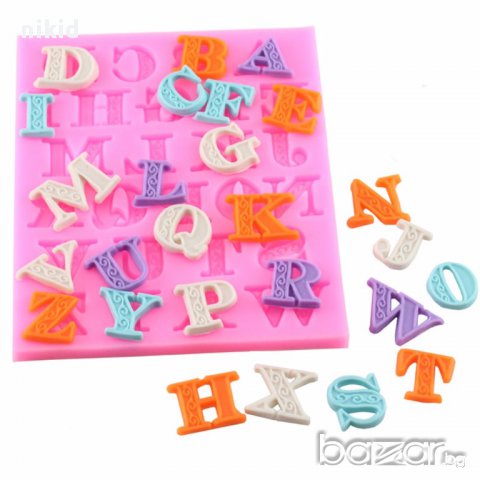 латиница латински декорирани букви силиконов молд декорация украса фондан торта мъфини и др