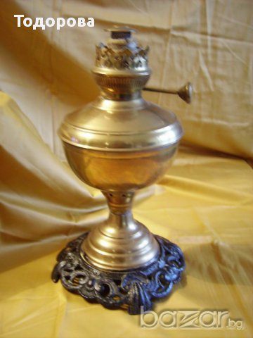 Старинна месингова газена лампа, снимка 2 - Антикварни и старинни предмети - 14356228