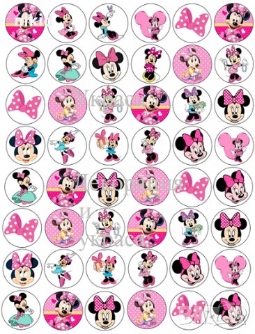 Мини Маус лист 3 см лепенки стикери за украса и декорация торта самозалепващи, снимка 2 - Други - 22878637