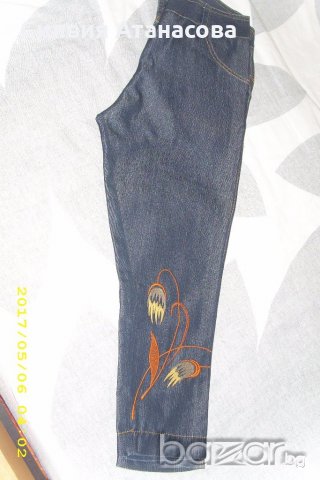 Дънки с бродерии 7/8 нови, снимка 5 - Дънки - 19777114