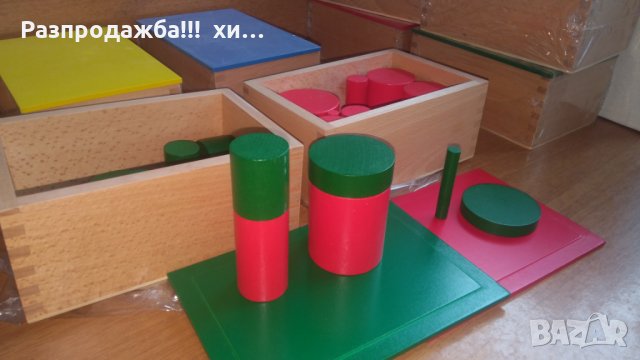 Цветни 40бр. цилиндри в 4 кутии Монтесори за възприятие и сензорика, снимка 4 - Образователни игри - 24999190