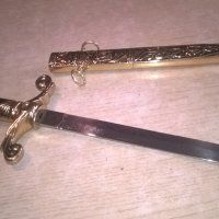 нож сабя-златна кама с ножница-метални-38х11см-внос швеицария, снимка 5 - Колекции - 23662044