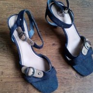 Esprit , летни сандали с ток ,дънкови обувки, снимка 1 - Сандали - 12491663
