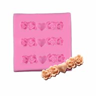 силиконова форма отливка 3 реда мини розички със сърце  молд за украса декорация фондан торта мъфин, снимка 1 - Форми - 16079582