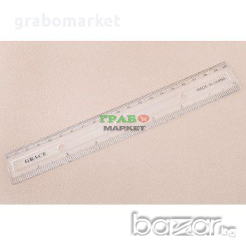 Прозрачна линия, оразмерена в инчове и сантиметри. Изработена от PVC материал. Дължина - 20 см., снимка 1