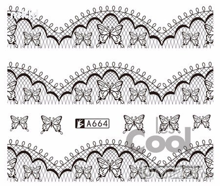 3 бр листа татос ваденки водни стикери за нокти маникюр тип дантела, снимка 1