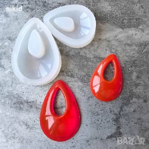 Капка с дупка висулка за обица обеца силиконов молд форма калъп за фондан смола бижута шоколад, снимка 1