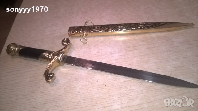 нож сабя-златна кама с ножница-метални-38х11см-внос швеицария, снимка 5 - Колекции - 23662044