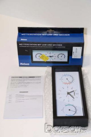 влагомер, термометър и часовник Mebus, нов, немски, метеорологична станция, снимка 2 - Други - 16668988