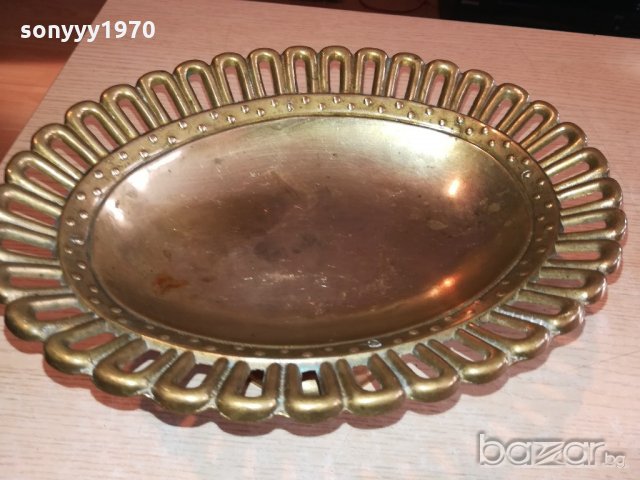 ретро колекция-фруктиера-мед/месинг-26х20х11см-внос швеицария, снимка 4 - Антикварни и старинни предмети - 20288109