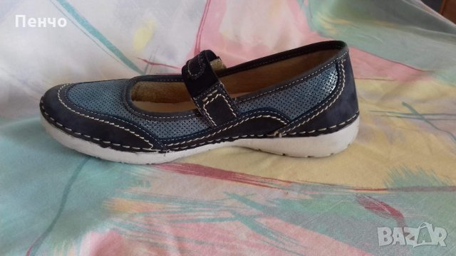 Дамски спортни обувки от естествена кожа в синьо с перфорации летни- с перфорации по кожата втора уп