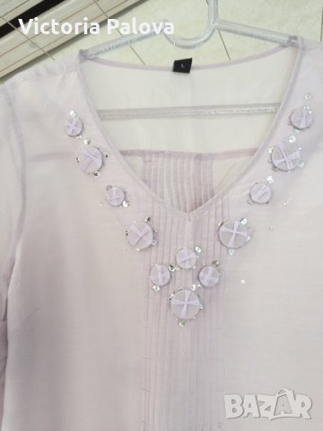 Разкошна блуза коприна и памук, снимка 3 - Туники - 25593818