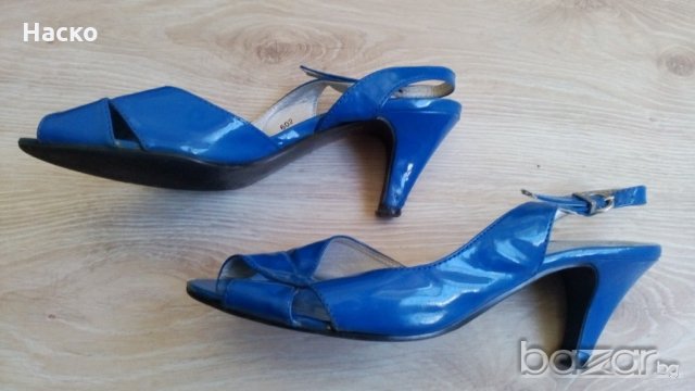  Lily shoes - сини летни обувки с ток, снимка 2 - Чехли - 14473548