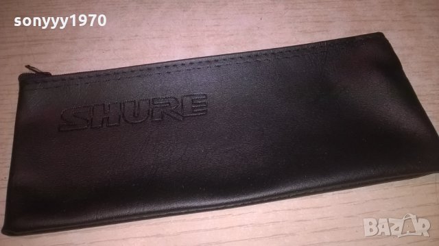 shure-кожен калъф с цип за профи микрофон-21х10см