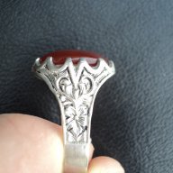 Сребърен пръстен с естествен карнеол ръчна изработка, снимка 2 - Пръстени - 14108964
