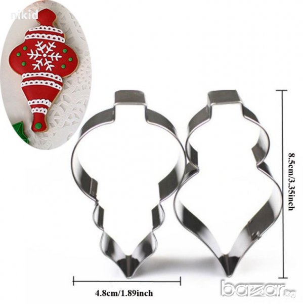 2 бр Коледни издължени играчки за елха метална форма резец украса бисквитки фондан пита тесто, снимка 1