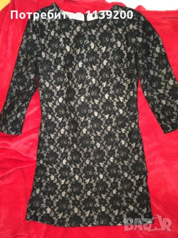S Mango официална черна рокля с дантела хастар - пепел от рози , снимка 6 - Рокли - 22161129
