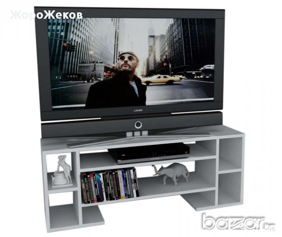Тв шкаф - Бял гланц - Нов, снимка 1