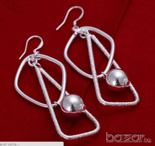 Стилни сребърни обеци висящи топчета - Вариант 4, снимка 2 - Обеци - 8496322