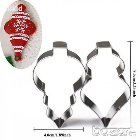 2 бр Коледни издължени играчки за елха метална форма резец украса бисквитки фондан пита тесто