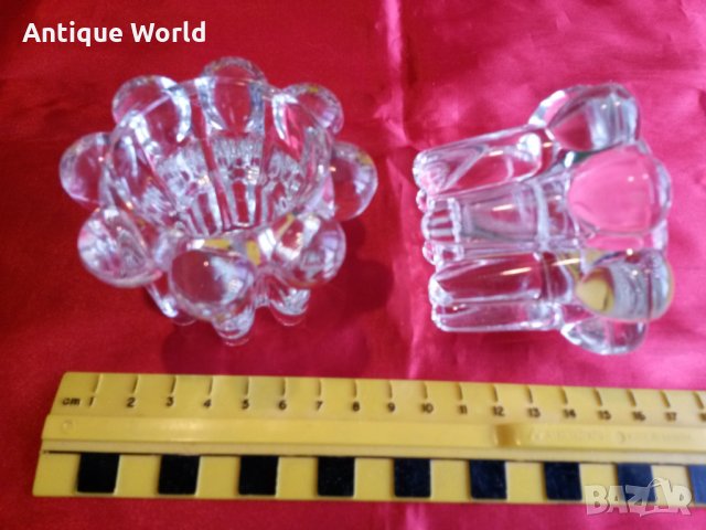 Комплект Френски Свещници Кристално Стъкло , снимка 5 - Антикварни и старинни предмети - 25073888