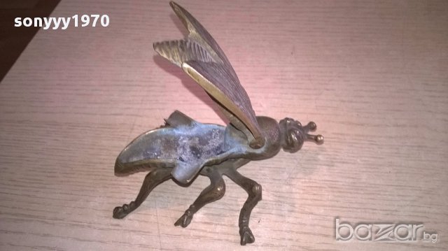 ПОРЪЧАН-Пепелник-ПЧЕЛА/МУХА-АНТИК-масивен-мед/месинг-12х8х5см, снимка 9 - Антикварни и старинни предмети - 18140411