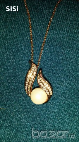 Колие с перла + подаръчна торбичка, снимка 4 - Колиета, медальони, синджири - 17152546