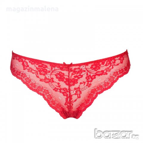 Cotonella S,M червени дантелени бикини с ниска талия червено бельо дантелена червена бикина